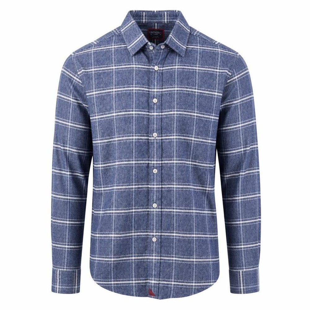 UNTUCKit Brignole Shirt Mens L Blue Button Brushed Flannel Plaid Heavy Office